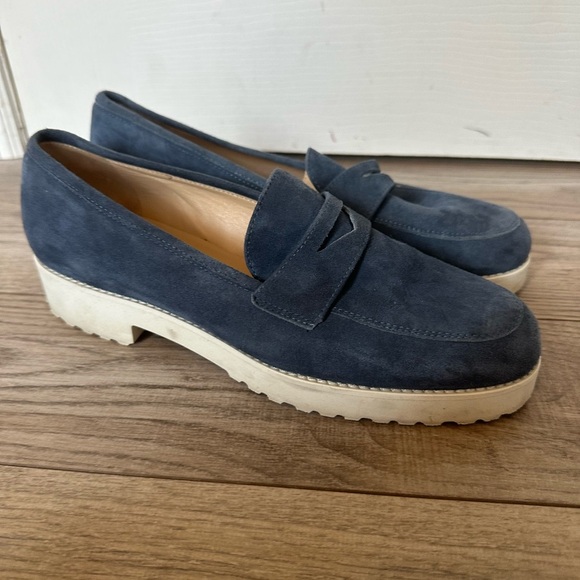 Clorinda Antinori The Bettina Camoscio Blu Italian Suede Loafers - Picture 1 of 8